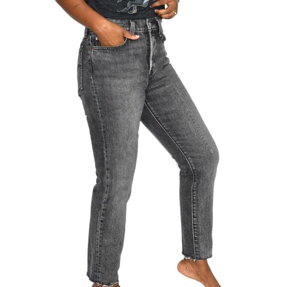 Levis Wedgie Jeans Black Icon Button Fly Straight Leg Cropped High Rise Size 27 - Picture 6 of 16